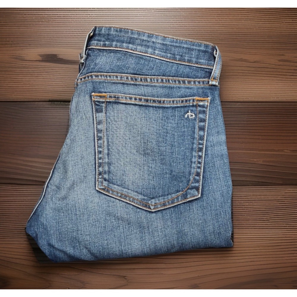 Rag & Bone Dre Slim Boyfriend Jeans Low Rise Raw Hem Mariposa Blue Women Size 26